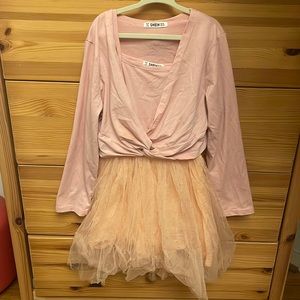 SHEIN - 2 piece tulle bottom sparkle dress with l/s twist top cover